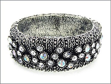 OB02231SBCRY Hinged Bangle With Stone