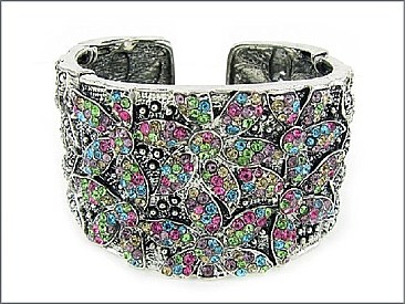 OB02237ASMUL Metal Cuff With Multi-Color Stone