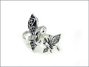 OR0247AS FLEUR DE LIS W/STONE SEPARATE (Silver)