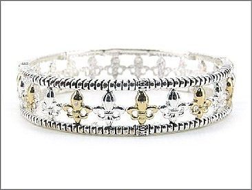 OB01780TT Fleur De Lis Stretch Bracelet