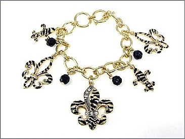 OB02265AGCRY Fleur De Lis Charms Toggle Bracelet