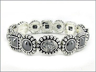 OB02394HMCRY Designer Texture Stretch Bracelet