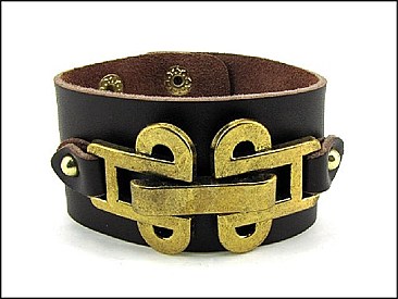 OB02618GBBRN DESIGNER LEATHER BRACELET