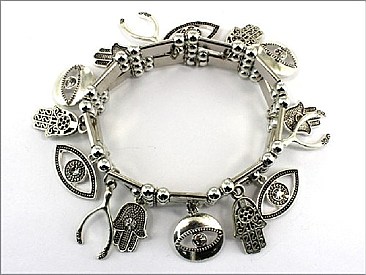 OB03042ASCRY HAMSA THEME STRETCH BRACELET