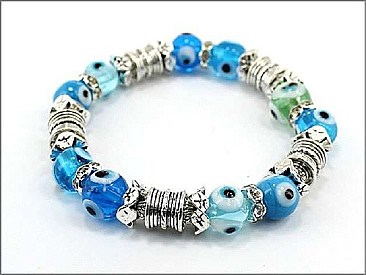 OB03097RDBLU EVEL EYE FASHION STRETCH BRACELET