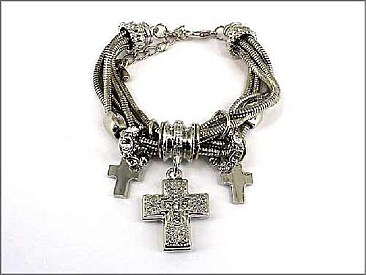 OB03191RDCRY Designer Cross With Stone Bracelet