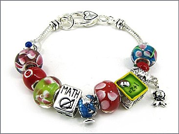 OB02698ASMUL MATH THEME MULTI BEAD BRACELET