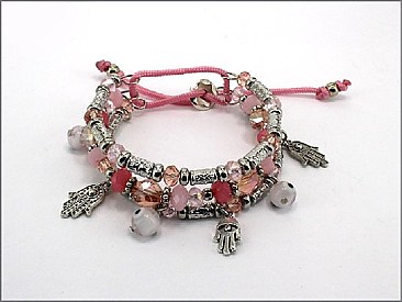 OB02972RDPNK HAMSA MULTI WRAPPING BRACELET