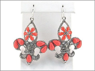 OE0521ASCOR FLEUR DE LIS WITH STONE EARRING