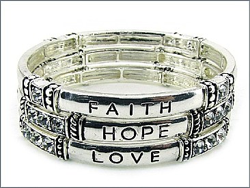 OB02723AS    FAITH HOPE LOVE STRETCH BRACELET