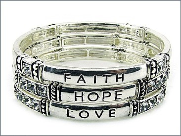 OB02723AS    FAITH HOPE LOVE STRETCH BRACELET