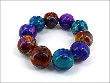 OB03144MUL TIE DYE BEADS STRETCH BRACELET (Multicolor)