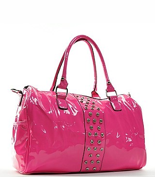 NP442 Stone Accented Satchel Fuchsia