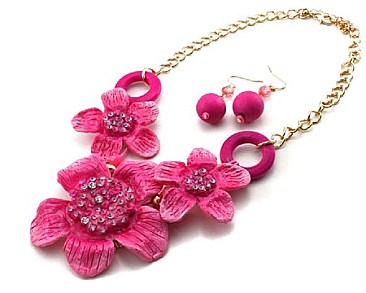 QNE8947GDFU FLOWER NECKLACE SET