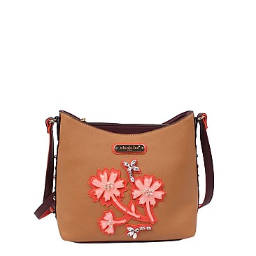 FLOWER EMBELLISHED DARIA CROSS BODY