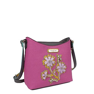 FLOWER EMBELLISHED DARIA CROSS BODY