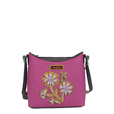 FLOWER EMBELLISHED DARIA CROSS BODY