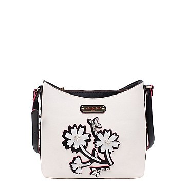 FLOWER EMBELLISHED DARIA CROSS BODY