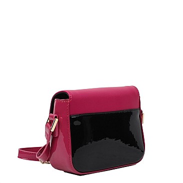 FLORAL DREW PATENT CROSS BODY