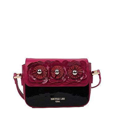 FLORAL DREW PATENT CROSS BODY