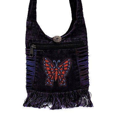 Bohemian Handicrafts Butterfly Cute Crossbody Bucket Bag