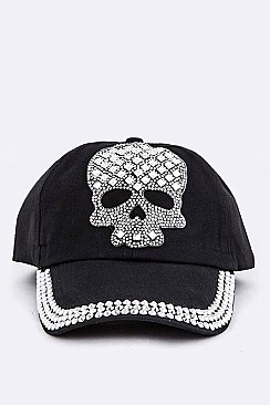 Crystal Skull Embelished Fashion Denim Cap LA-EMH8485