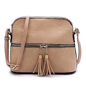 Fashion Tassel Zip Dome Crossbody Bag Satchel