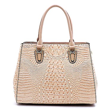 Glossy Crocodile Top Handle Satchel