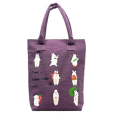 I am a happy little rabbit" Jute Shopper