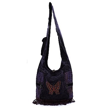 Bohemian Handicrafts Butterfly Crossbody Bucket Bag
