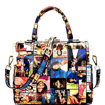 PA001 Magazine Print Boxy Satchel