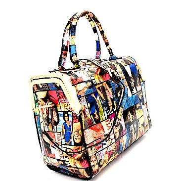 PA001 Magazine Print Boxy Satchel