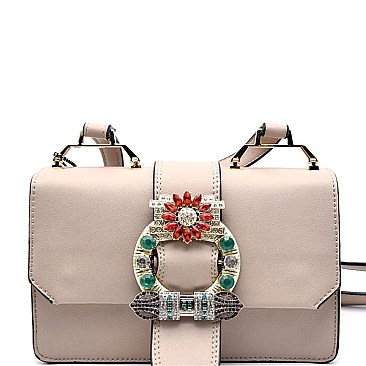PA6137-LP Colorful Rhinestone Buckle Accent Flap Cross-body