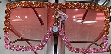 Flat Square Shield Rhinestone Decor Statement Sunglasses