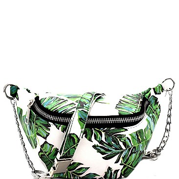 Tropical Leaf Print Chained Strap Fanny Pack MH-PB7027