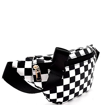 MH-PB7084 Checker Print Fashion Fanny Pack Belt Bag