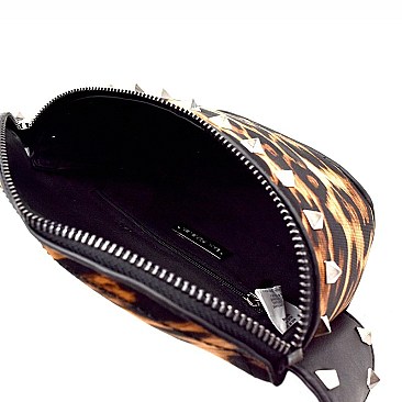 Studded Leopard Print Canvas Fanny Pack MH-PB7250