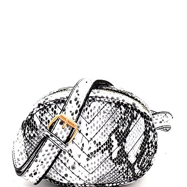 Chevron Quilted Snake Print Round Fanny Pack Belt Bag MH-PB7335