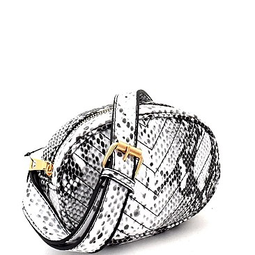 Chevron Quilted Snake Print Round Fanny Pack Belt Bag MH-PB7335