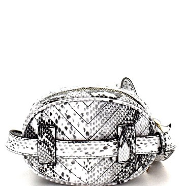 Chevron Quilted Snake Print Round Fanny Pack Belt Bag MH-PB7335