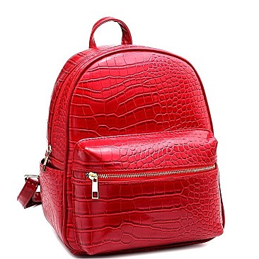 Crocodile Print Multi-Pocket Fashion Backpack