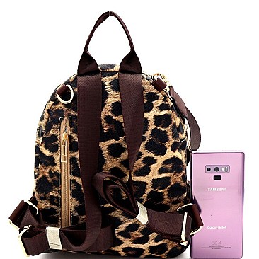 Convertible  Leopard Print Backpack Shoulder Bag