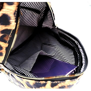 Convertible  Leopard Print Backpack Shoulder Bag