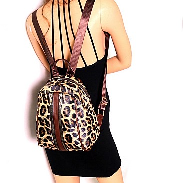 Convertible  Leopard Print Backpack Shoulder Bag