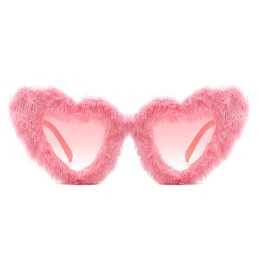 Pack of 12  Heart Shaped Fuzzy Faux Fur Sunglasses