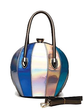 Ball Shaped Multi Stripe Satchel