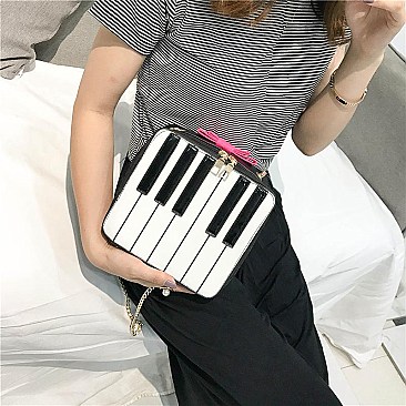 Piano Bow Accent Cross Body Bag