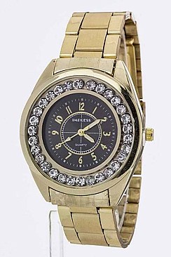 Trendy Chanel Set Crystal Bezel Fashion Bracelet Watch LA 08-LDM1112