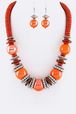 ASSORTED BEADS & DISKS NECKLACE SET