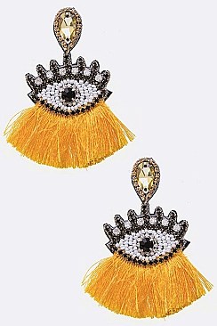 ORIGINAL BEADED EYES TASSEL EARRINGS